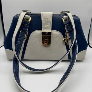 Paolo Navy and Cream Bag with Strap